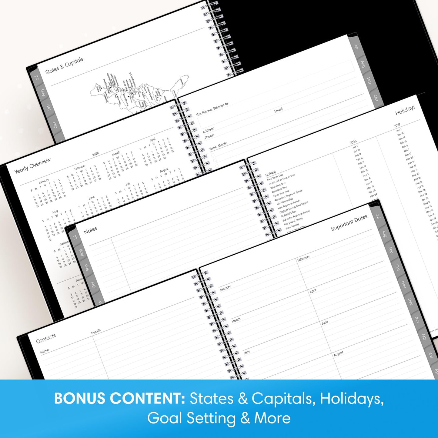 Blue Sky 2026-2027 Weekly and Monthly Academic Year Planner Calendar, July 2026 - June 2027, 7" x 9", Flexible Cover, Wirebound, Laminated Tabs, Enterprise