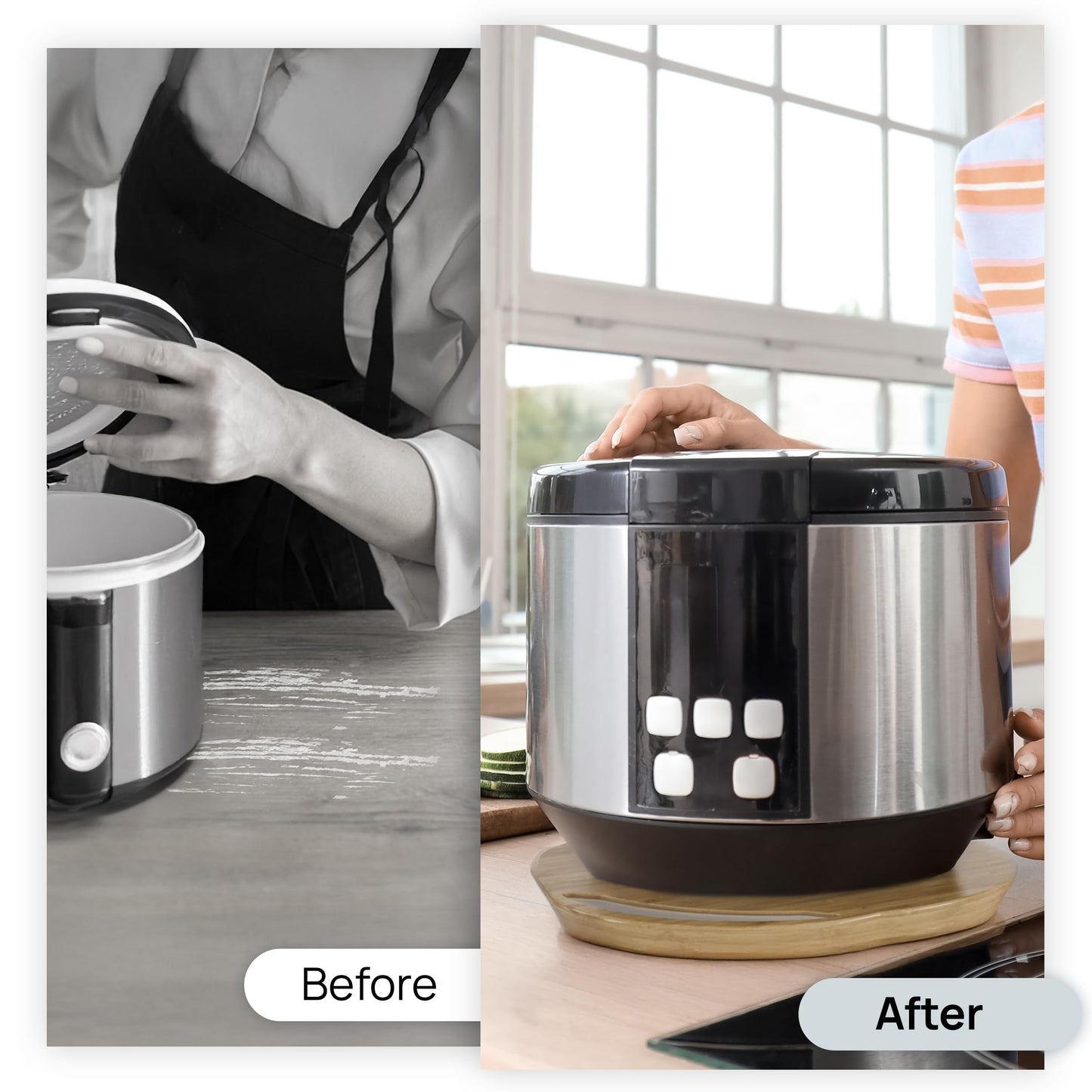 Ibyx Elegant Round Sliding Tray for Your Pressure Cooker, Air Fryer & Heavy Kitchen Appliances - Sturdy, Slides Easily from Under The Cabinet (Natural, 13”)