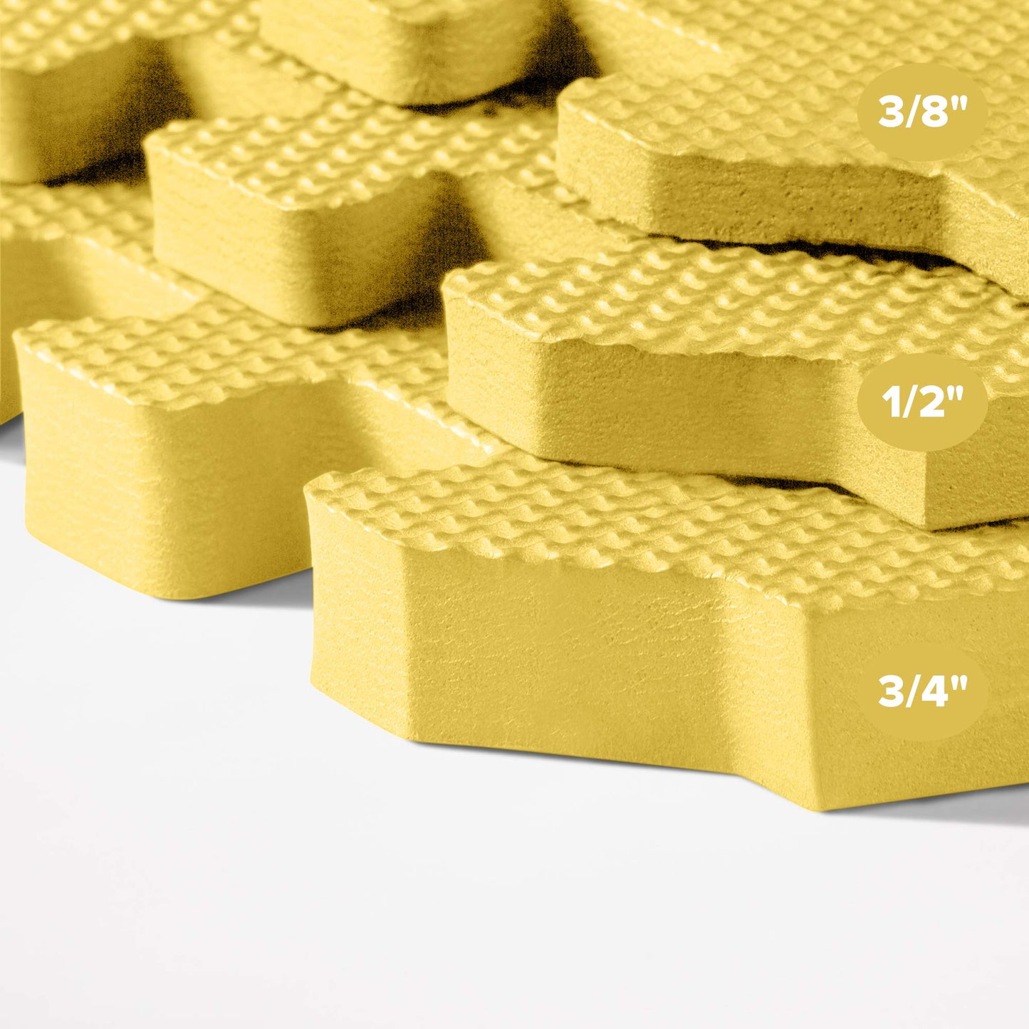 We Sell Mats 3/8 Inch Thick Multipurpose Exercise Floor Mat with EVA Foam, Interlocking Tiles, Anti-Fatigue for Home, or Gym, Yellow, 24 Sq Ft