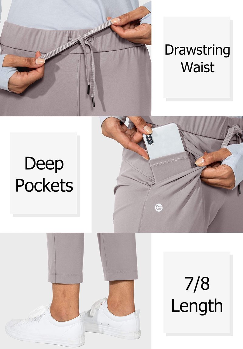 G Gradual Women's Pants with Deep Pockets 7/8 Stretch Sweatpants for Women Athletic, Golf, Lounge, Work (Dusty Grey, XX-Large)