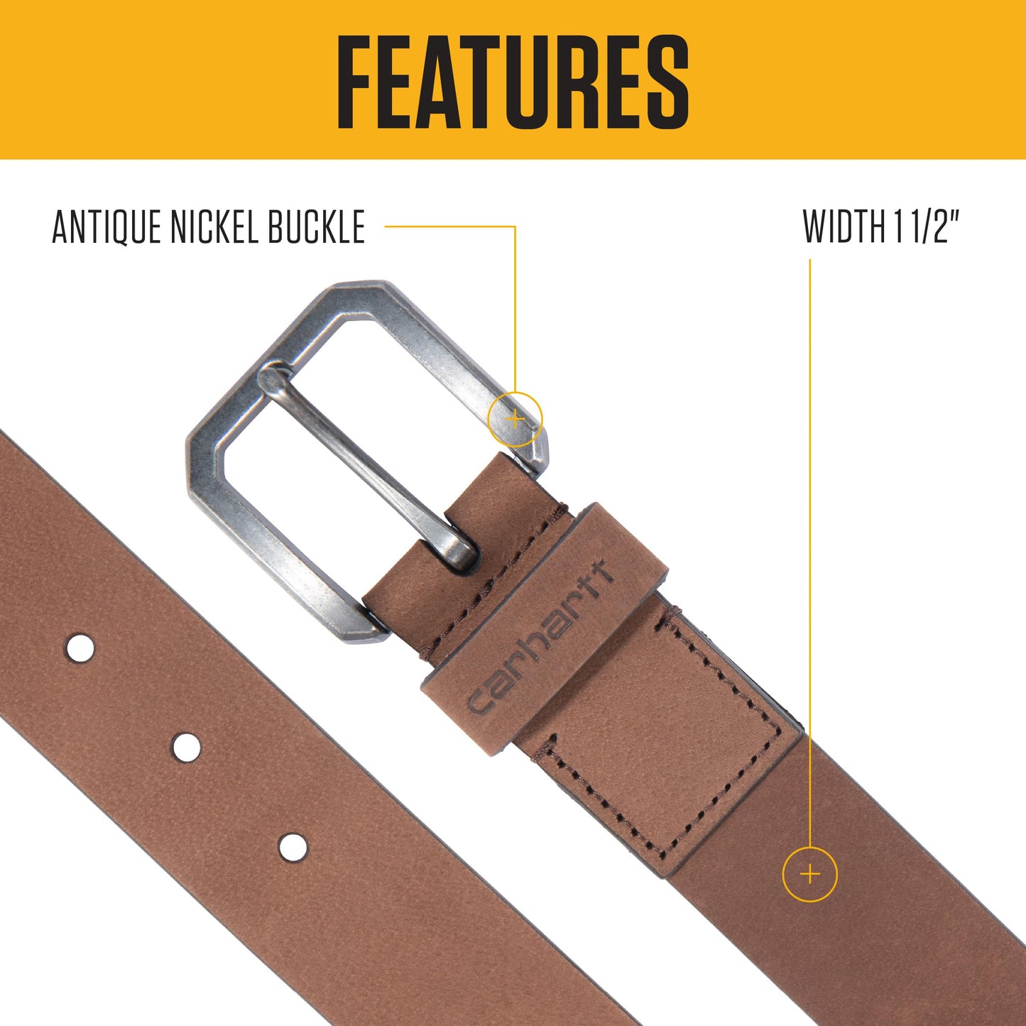 Carhartt Men's Saddle Leather Belt, Black, 40