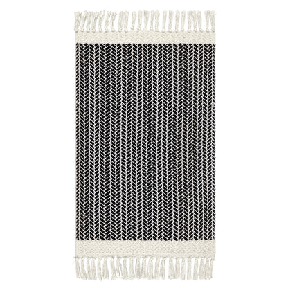 Lahome Belle Boho Bathroom Rugs, Small 2x3 Front Door Mat Lightweight Kitchen Rug Woven Cotton Area Rug with Tassels, Farmhouse Washable Black and White Throw Rug Low Pile Carpet for Entry Laundry