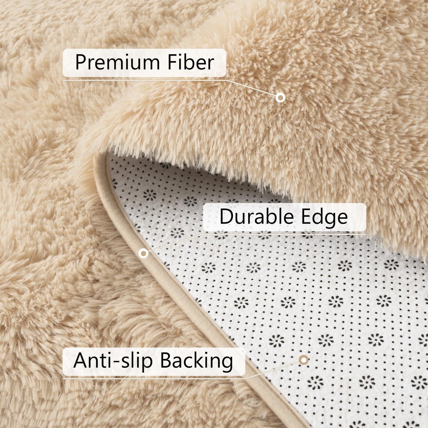 BENRON Soft Area Rugs for Living Room Bedroom Washable, Fluffy Rugs for Kids Children Girls Boys Room Decor, 3x5 Throw Rug for Nursery Kitchen Dining Table, Indoor Floor Carpets, Light Tan