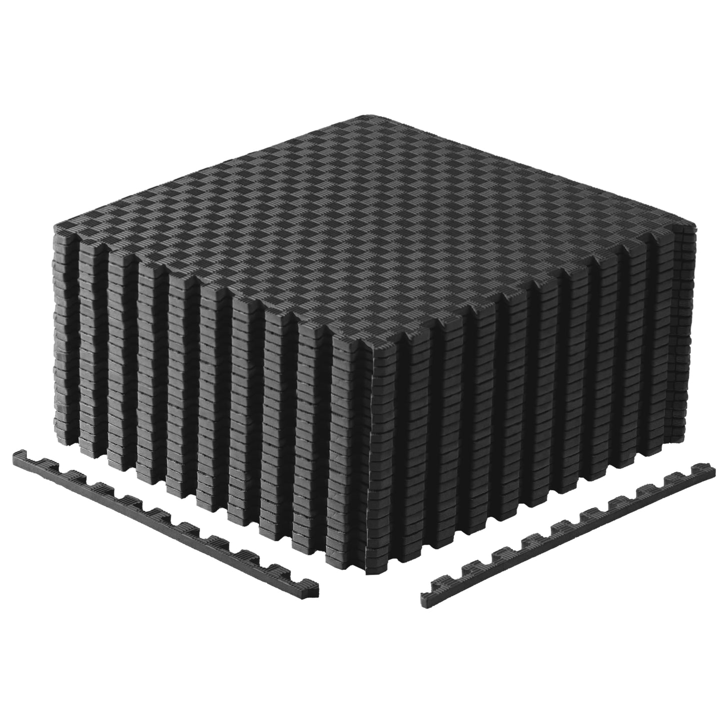 CAP Barbell 1/2-Inch Interlocking EVA Foam Exercise Puzzle Mat Home Gym Flooring - 4 Pack | 24" x 24" x 1/2" | Tatami Pattern - Black