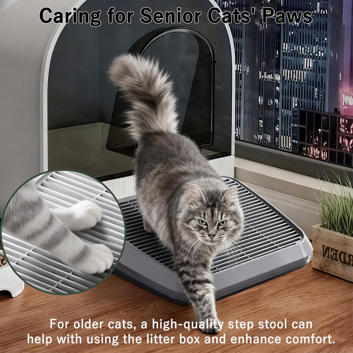 Litter Box Step Washable Cat Litter Catcher Double Layer with Filter Function, Elevated Waterproof Kitty Litter Box Ramp Mat, Easy to Clean, Sturdy Indoor Pedal Stool Ideal for Kitten & Elderly Cats