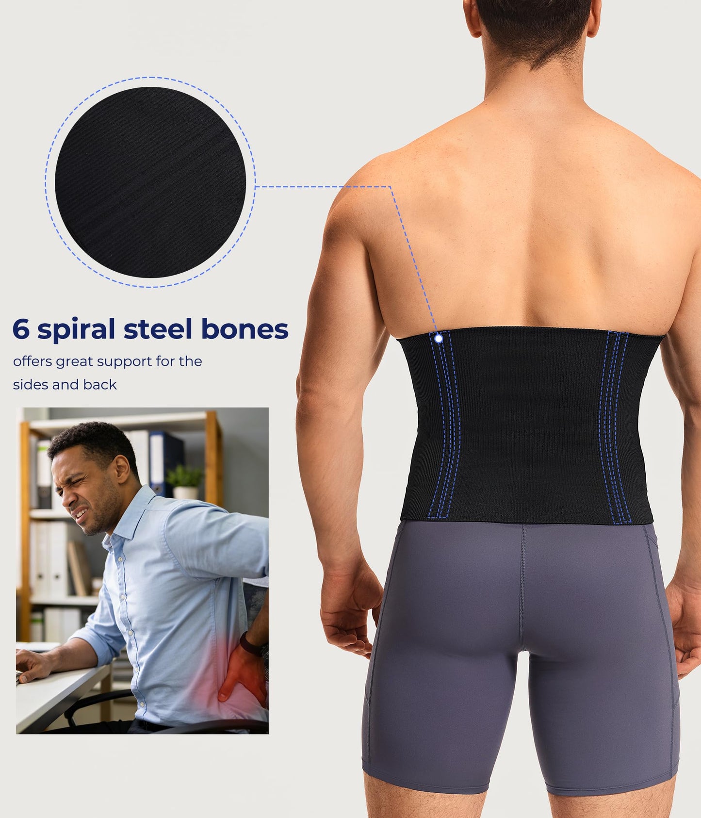 TAILONG Waist Trainer for Men Shapewear Tummy Control Body Shaper Slimming Girdle Fajas para Hombres Corset with Zipper Black