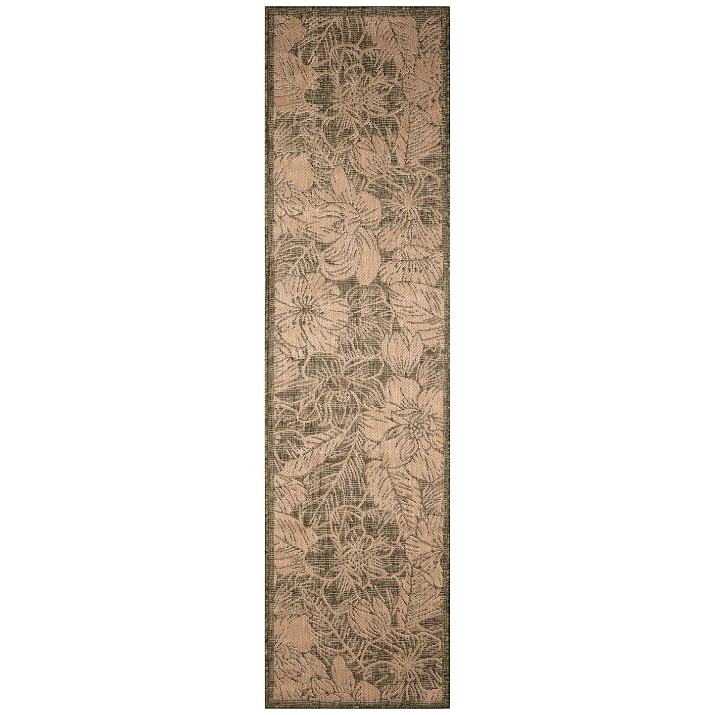 Liora Manne Carmel Indoor/Outdoor Power Loomed Synthetic Blend Low Profile Area Rug - Transitional Botanical Floral Decorative (Botanical Green) (1'11" x 7'6")