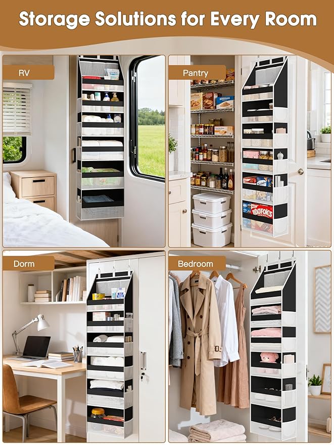 Criusia 2 Pack Over the Door Organizer, Heavy-Duty 6-Shelf Hanging Storage