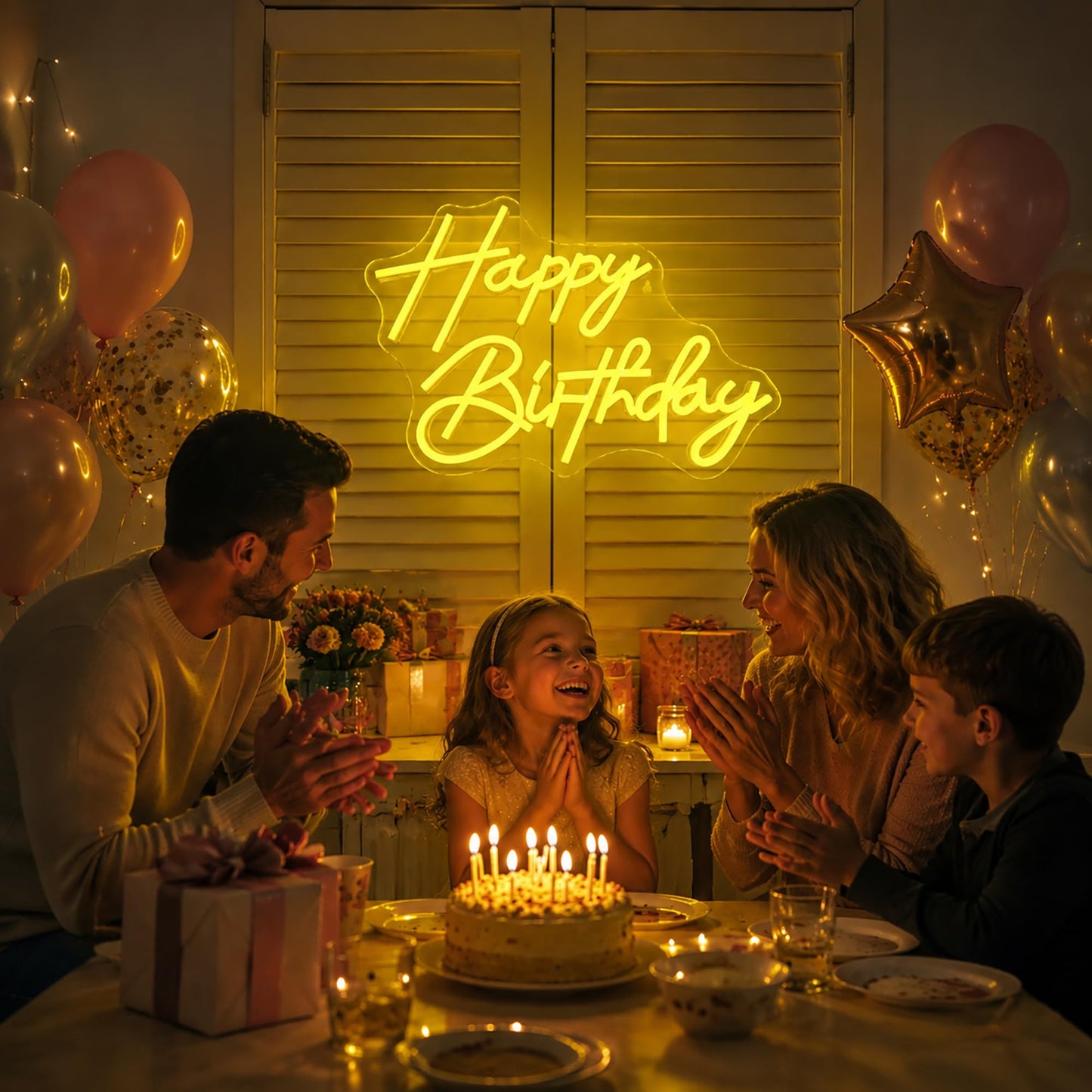 Whfobfe Yellow Neon Sign Led Neon Lights Signs for Wall Decor USB Powered Led Signs for Room Decoration-Happy Birthady