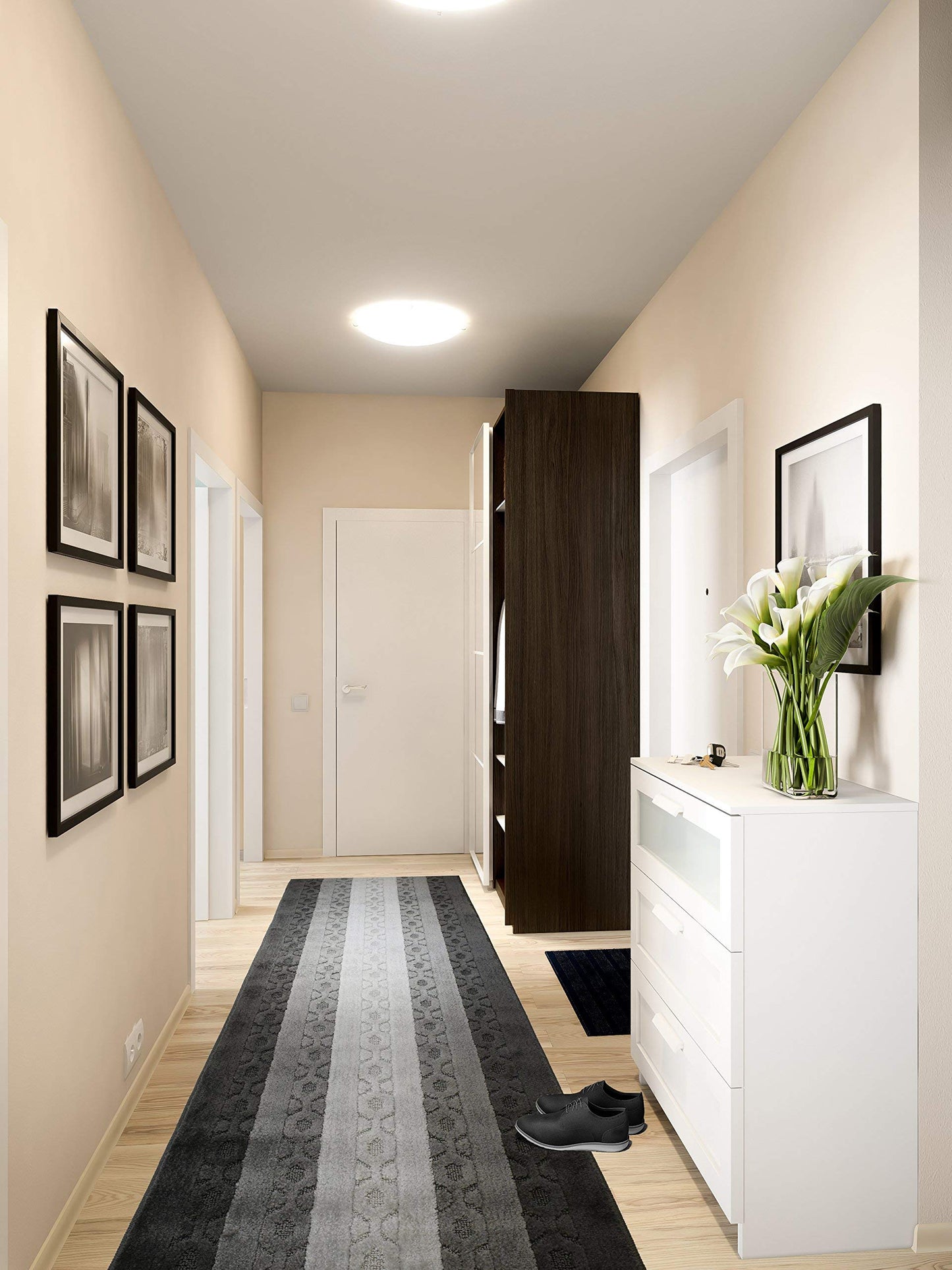 ORFA HOME Custom Size Trellis Hallway Runner Rug Slip Resistant Rubber Back, 26 Inch Wide x Your Choice of Length Size, Anthracite, 26 Inch X 8 Feet, Sold and Priced Per Foot