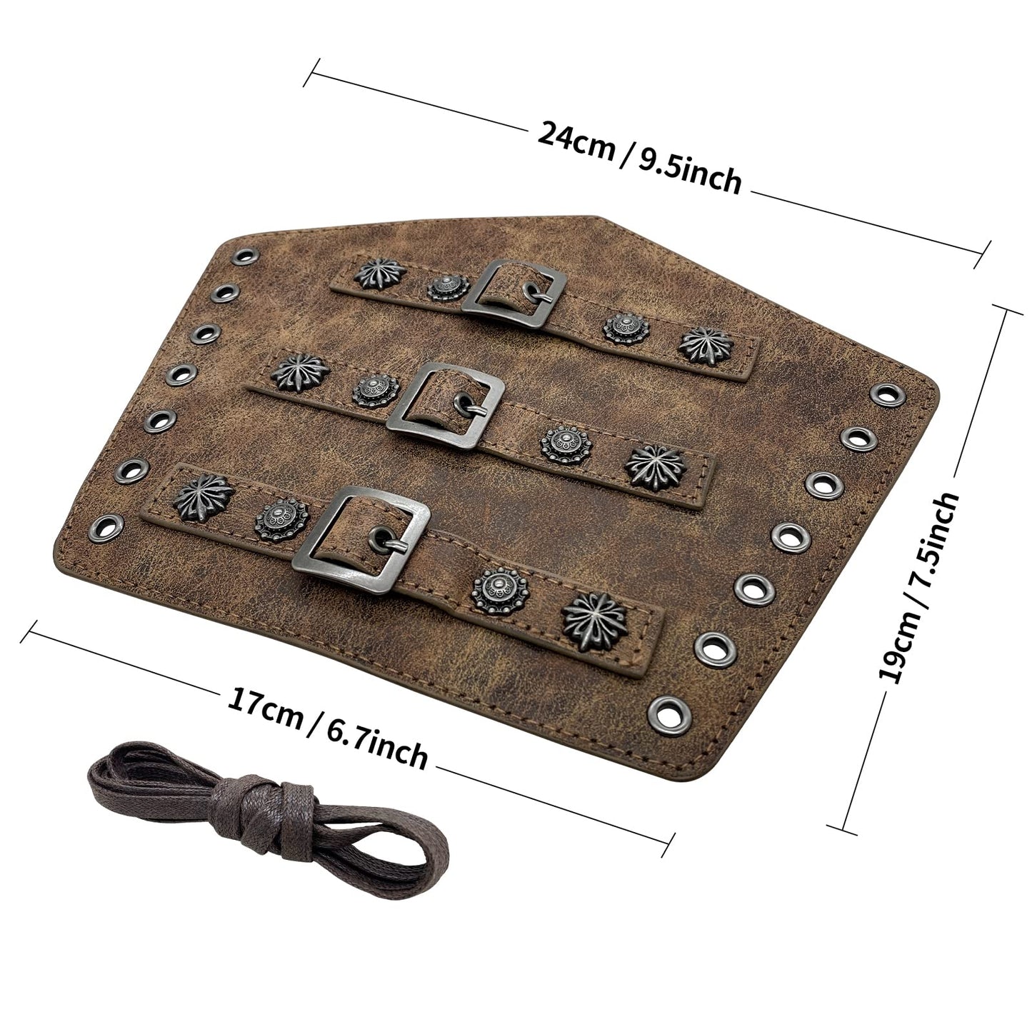 Jeilwiy Leather Gauntlet Wristband Viking Wrist Guards Renaissance Arm Cuffs Archery Bracers Leather Armband Wrist Armor Viking Faux Leather Arm Bracers Brown Bracers for Men Women