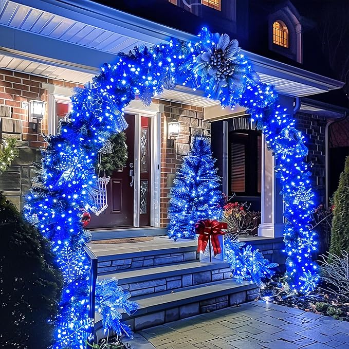 JMEXSUSS 150 LED Blue Christmas Lights Indoor Outdoor, Connectable 59 ft String Lights Plug in, 8 Modes Blue Twinkle Fairy Lights for Bedroom Patio Party Tree Christmas Decorations