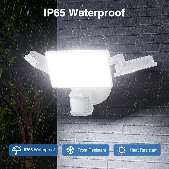150W Motion Sensor Lights Outdoor for Outside, 15000LM LED Flood Lights Outdoor Wired Dusk to Dawn, Exterior Security Floodlight Fixture Waterproof IP65, Outdoor Lighting for House, Garage 2 Pack
