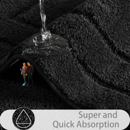 HOMORE Black Bathroom Rug 24x60 Inch Soft Absorbent Bathroom Runner Rug, Washable Bath Runners Rugs Non Slip Long Bath Rug for Shower Tub