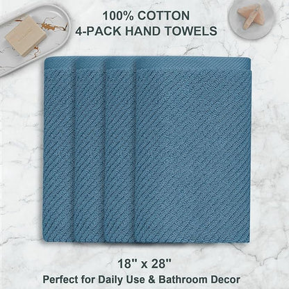 VOOVA & MOVAS Hand Towels for Bathroom Set of 4, Large 18" x 28", 100% Cotton |