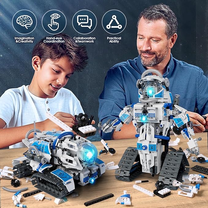 6 in 1 STEM Robot Building Kit 780 PCS APP &amp Remote Control Space Robot Toys for Kids Age 8-14+ Engineering Technic Coding Robotic Kit Educational Science Set Birthday Gift for Boys Girls