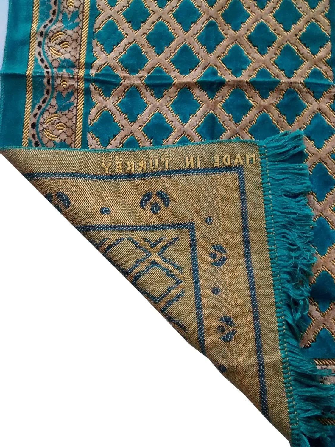 Fiable Polyster Mix Large Muslim Prayer Mat - Janamaz (Blue)