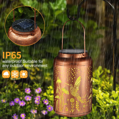 Solar Lanterns Outdoor Waterproof Hummingbird Garden Decor Gifts for Women Mom Grandma Hanging Lights Metal Decoration Outside for Yard, Patio,Backyard,Porch(Long-Tailed Hummingbird)