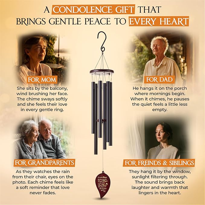 32 Inch Memorial Wind Chimes Outdoor, Sympathy Gifts for Loss of Loved One, Memorial Gifts for Loss of Mom, Sympathy Wind Chimes for Mother, Father, Brother, Sister