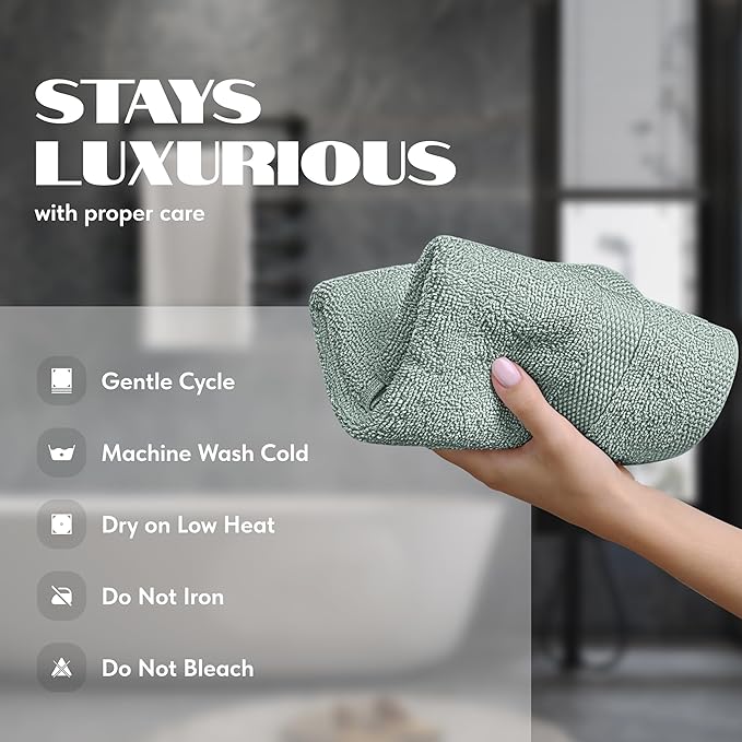 White Classic Green Hand Towels