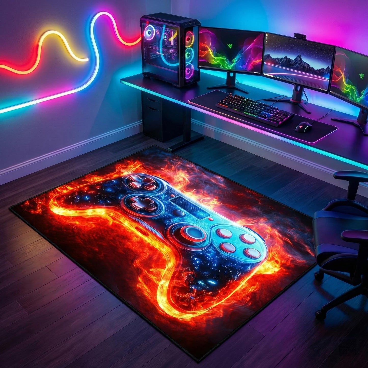 Gamer Room Rug for Boys - Gamer Rug Gamer Room Carpet for Teens Room Video Game Pattern Bedroom Carpet for Kids Gamepad Controller Mat for Bedroom,2.5x4 Feet