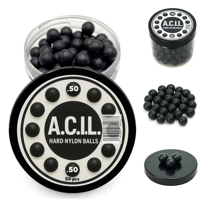 50 x Hard Nylon Balls in 50 Caliber Paintballs Solid Balls Precision Training Ammo for Paintball, RAM & Self Defense Pistols – Durable Reusable Projectiles