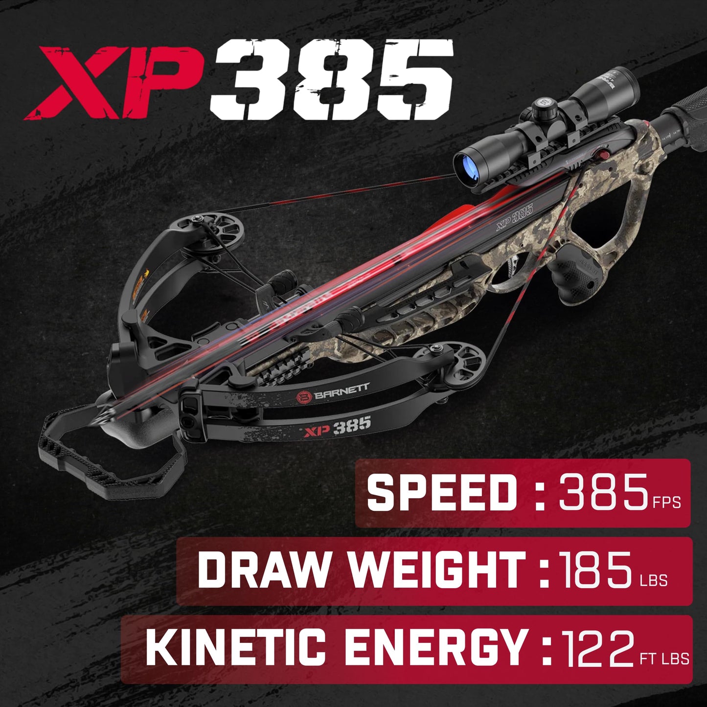 Barnett Expedition 385 Hunting Crossbow - Compact, Fast 385fps, Adjustable Butt Stock, Veil Camo, Triggertech Trigger, 4x32 Scope, Aluminum Flight Track, Headhunter Bolts, with CCD.
