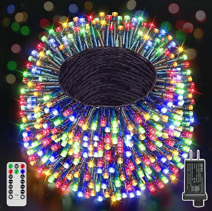 394FT 1200 LED Christmas Lights Outdoor, Christmas Tree Lights Plug in, 8 Modes Twinkle String Lights for Bedroom Wedding Party Holiday Xmas Home Decorations Multicolored