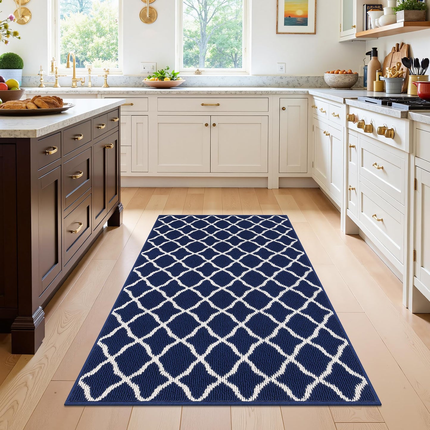 SHACOS Large Door Mat 3'x5' Indoor Washable Front Door Mats, Navy Blue