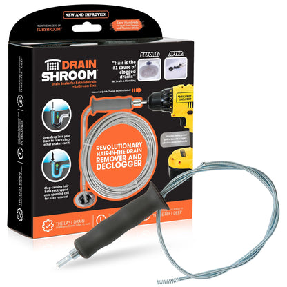 DrainShroom DSSNK070 Revolutionary Tub and Sink Snake Auger Clog Remover for Bathroom Drains, 42 Inch, Stainless
