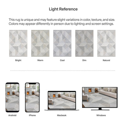 ReaLife Rugs Machine Washable Area Rug - Living Room Bedroom Bathroom Kitchen Entryway Office - Padded Low Pile Stain Resistant Premium - Modern Geometric Contemporary - Miles - Beige 5' x 7'