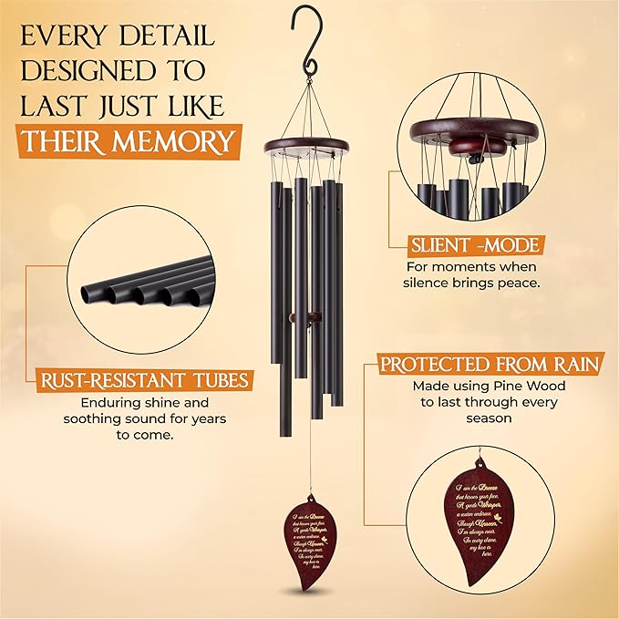 32 Inch Memorial Wind Chimes Outdoor, Sympathy Gifts for Loss of Loved One, Memorial Gifts for Loss of Mom, Sympathy Wind Chimes for Mother, Father, Brother, Sister