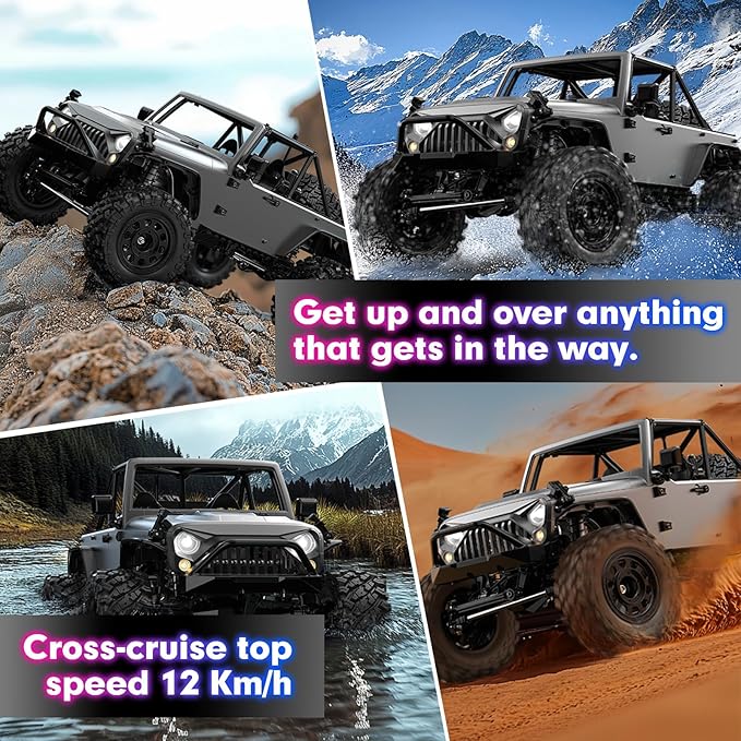 HYPER GO H12Y 1/12 Brushless 4X4 RC Rock Crawlers for Adults Metal Case Waterproof 4WD Off-Road RC Rock Trucks with Portal Axles All Terrain RC Cars with 2 Battery