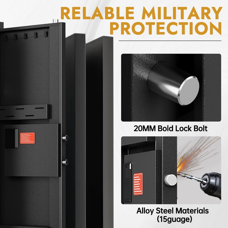 KAER 10-15 Biometric Gun Safe for Rifles and Pistols,Large Gun Cabinet with Removable Racks & Adjustable Shelf,Fingerprint Keypad Lock Rifle Safe for Home & Hunting(AR-15)