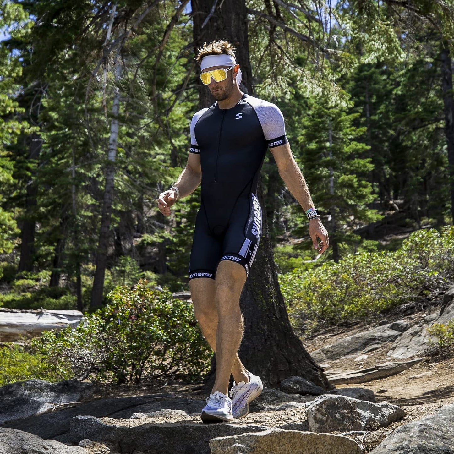 Synergy Triathlon Tri Suit - Men's Elite Short Sleeve Trisuit Cycling Skinsuit (USA, Medium)