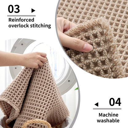 Disolla Waffle Bath Mat, Non Slip Absorbent Small Bathroom Rug, Machine Washable Quick Dry Ultra Soft Bathroom Floor Mat, Brown/White Bath Rug for Tub Shower, 17''x24''