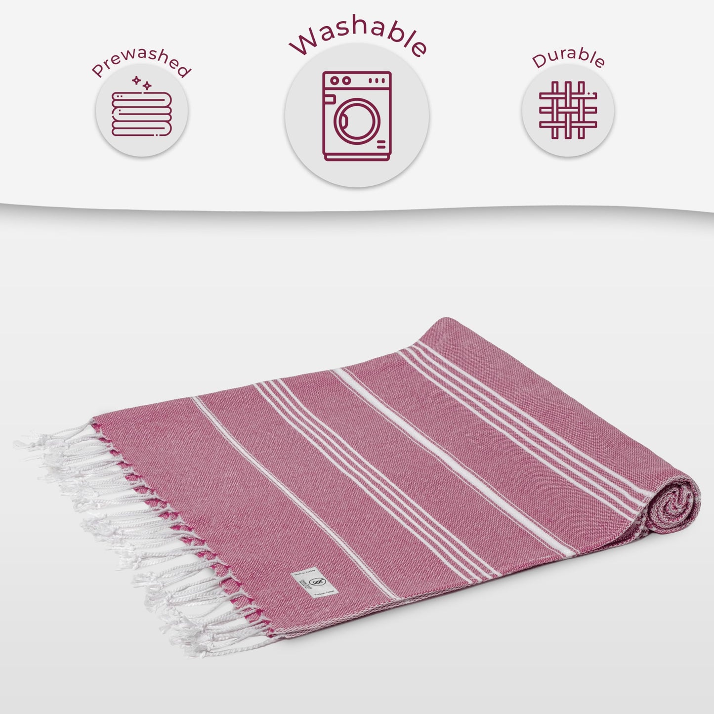 Ossano Turkish Beach Towel Soft & Drying Oversized (39" x 71") - Quick Dry, Versatile and Functional as Picnic, Travel and Beach Blanket, Yoga, Gym, Pool and Cruise Towels - Pink
