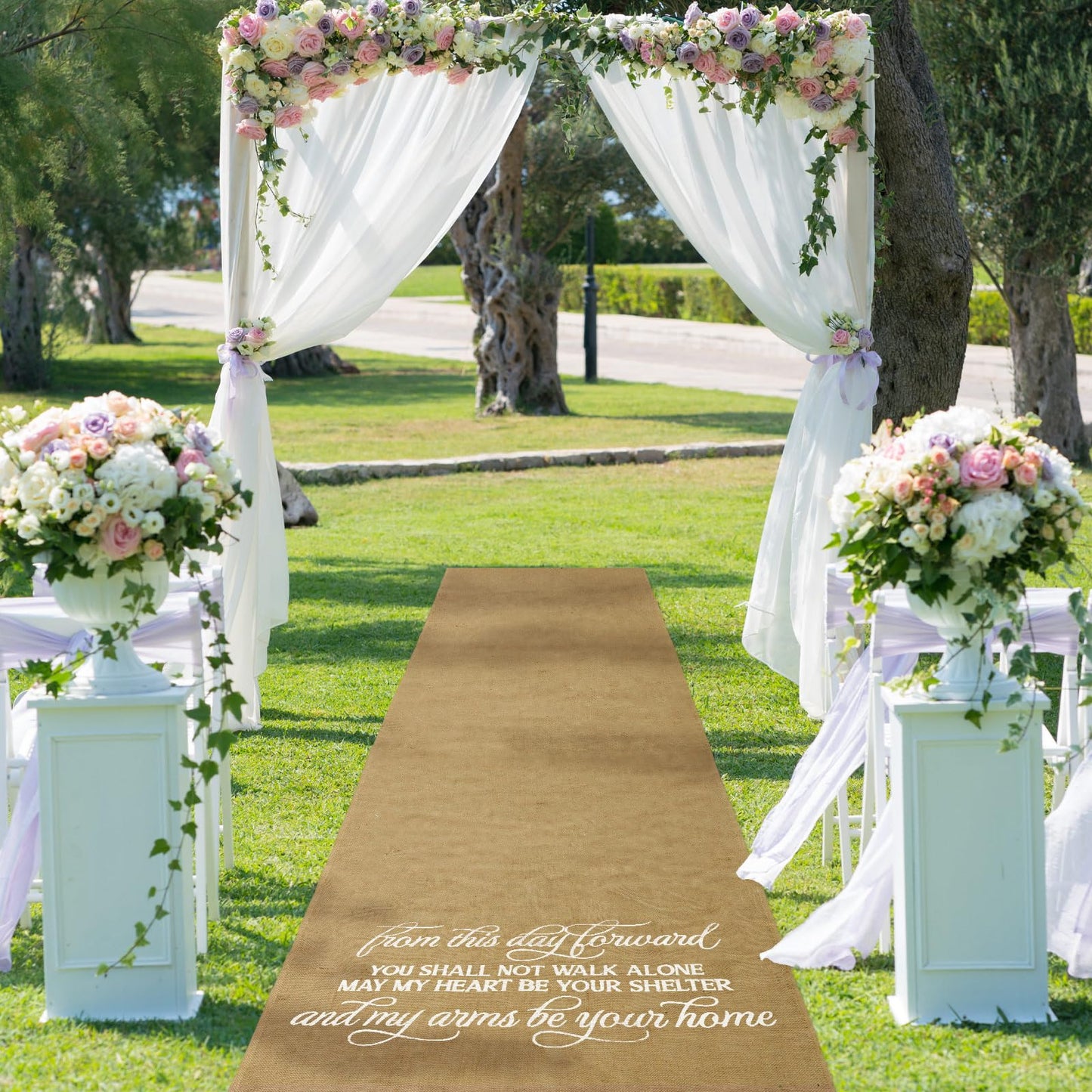 Tudomro 40 Inch x 15 Ft Extra Long Natural Burlap Wedding Aisle Runner Outdoor Jute Burlap Aisle Runner for Wedding Ceremony Rustic Indoor Carpet for Walkway (Stylish Style)