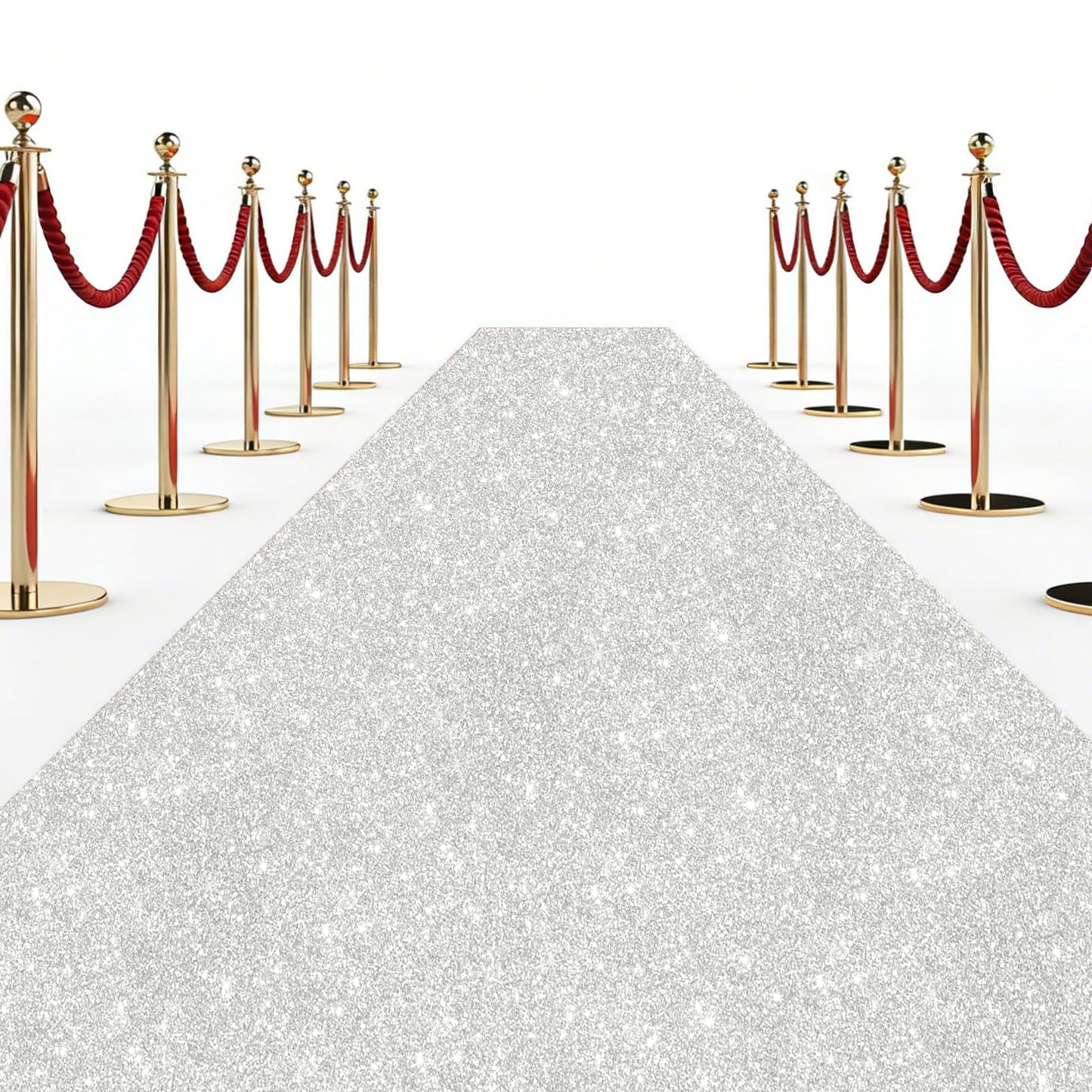 Glitter Carpet Runner 2.6FT x 30FT – Premium Non-Woven Sparkle Rug for Weddings, Movie Theme Parties & Events | Aisle Runner for Grand Entrances & Red Carpet Vibes (Glitter White, 2.6FTx30FT)