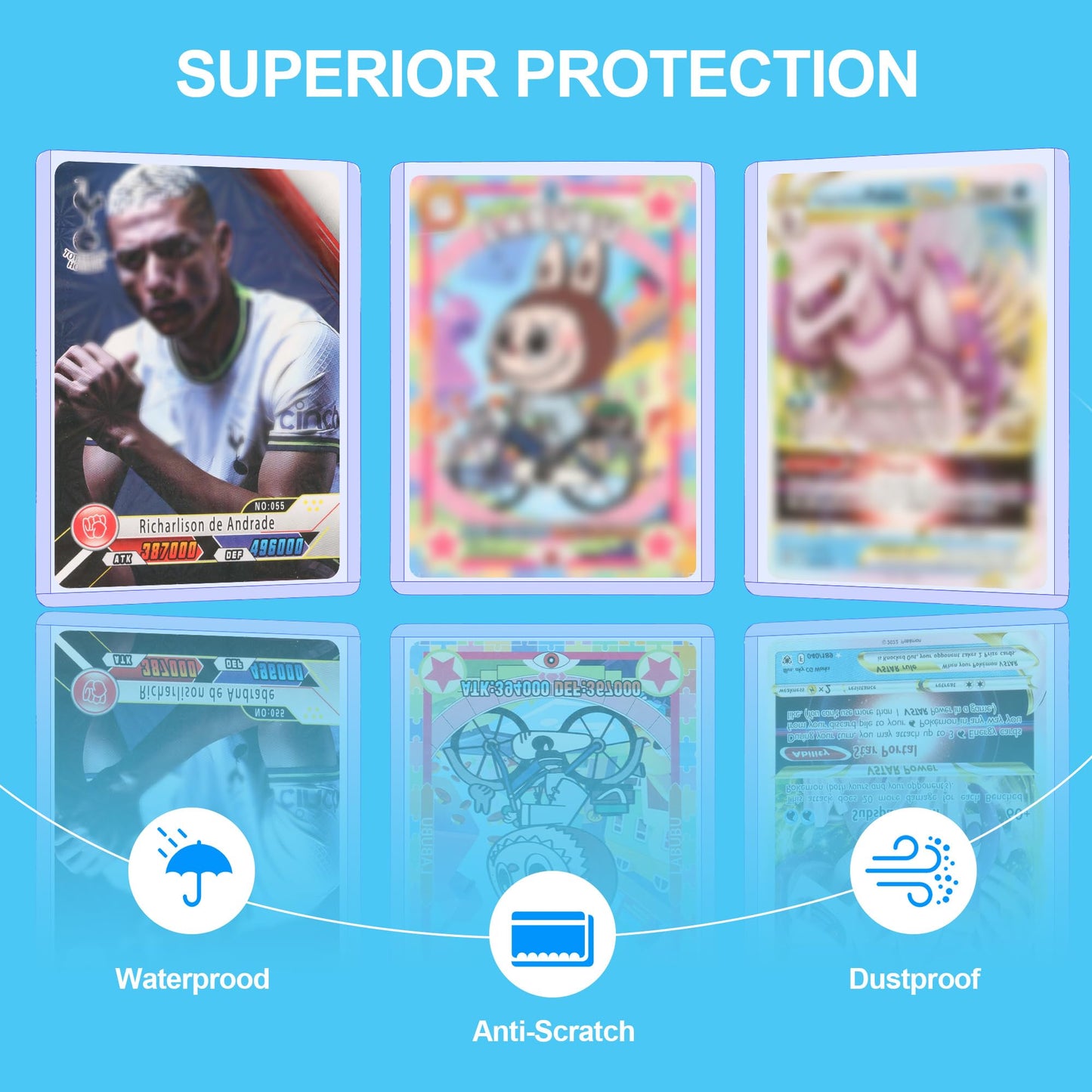 SummitFlare 200 Pack Card Sleeves & Top Loaders, Protects 100 Standard Cards, 3"x4" Hard Plastic Card Protectors, Premium Rigid Holder for Trading Sports Football Game Cards (100 Rigid + 100 Clear)