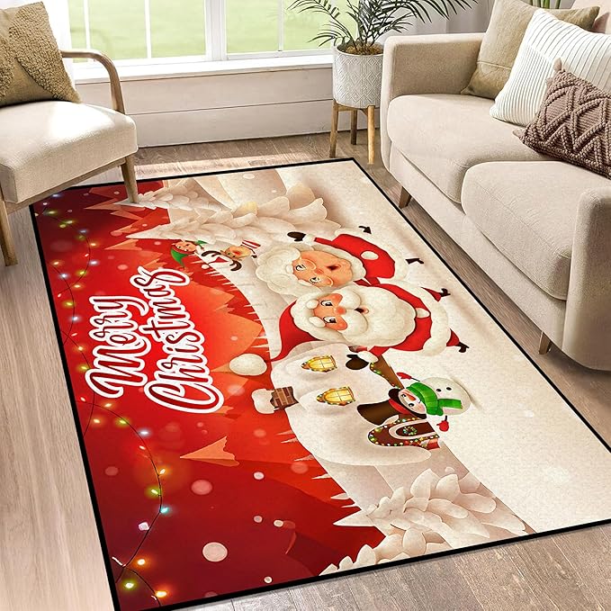 2' X 3' Merry Christmas Rug,Christmas Trees Decorative Indoor Bedroom Xmas Winter Welcome Door Mat Anti-Slip Rubber Area Rug for Seasonal Holiday Decoration,23.6" X 35.4"
