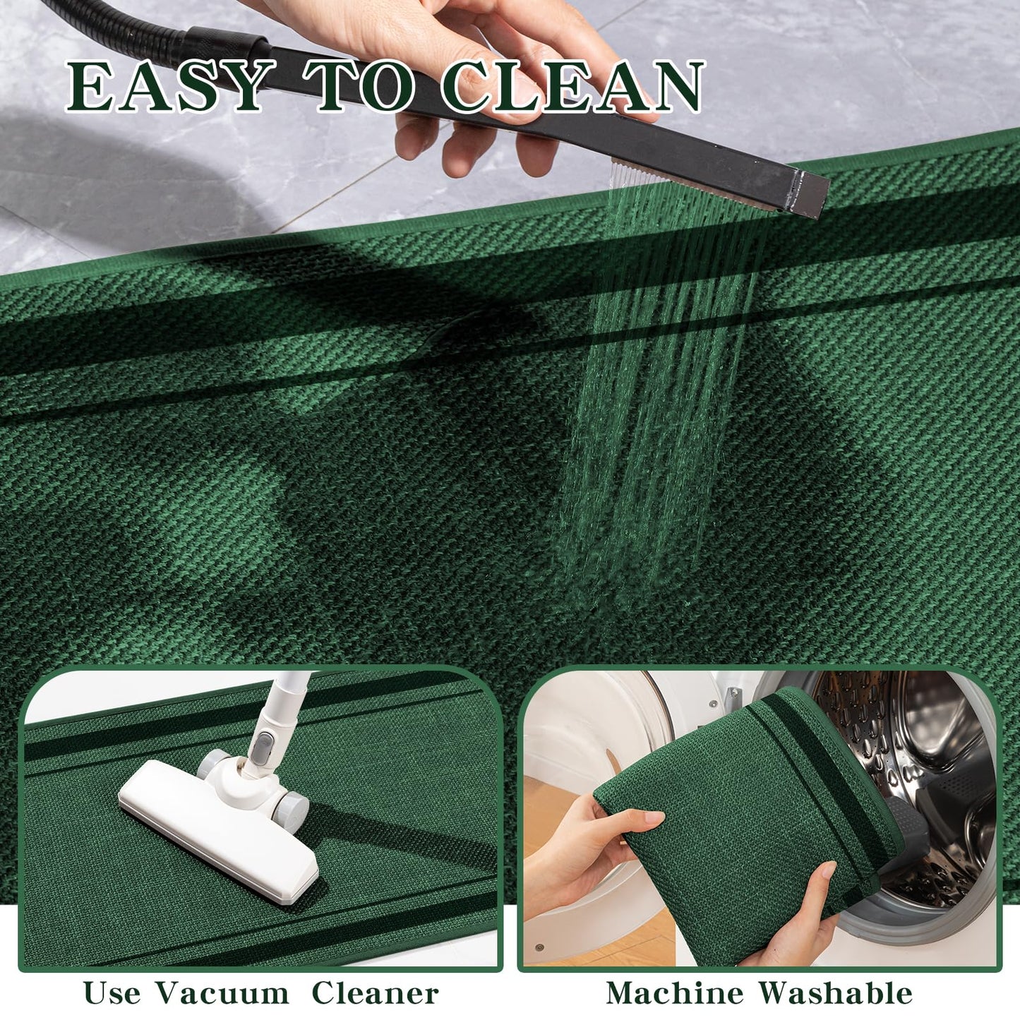 chakme Bathroom Rugs Mat 36x24, Ultra Thin Non Slip Bath Mat Large Quick Dry Absorbent Bath Mat for Bathroom Floor, (Dark Green, 36"x24")