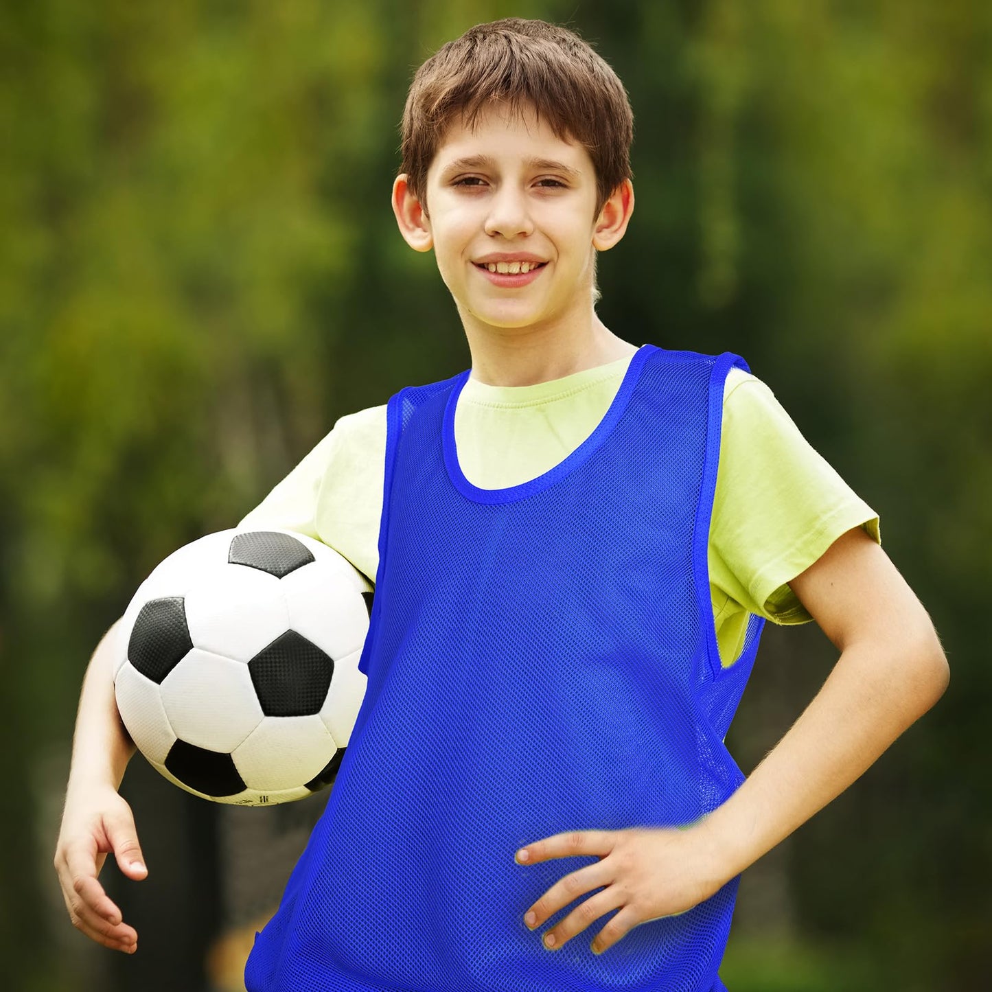 Sintege 24 Pcs Youth Pinnies Kids Penny Jersey Scrimmage Vest Basketball Practice Jersey Soccer Vests for Youth Kids(Blue)