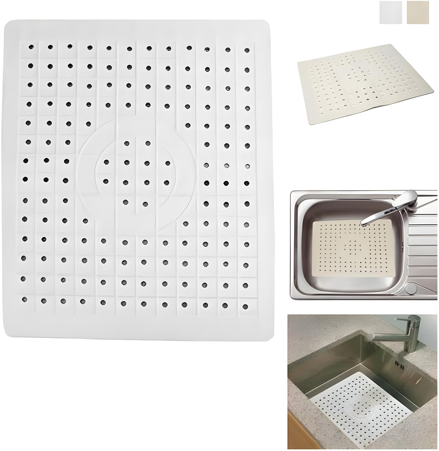 2 Pack Kitchen Sink Mat Drain Pad Protector 10" x 12" – Non-Slip Rubber, Durable & Flexible Sink Grid for Dishes, Glassware, and Kitchen Protection