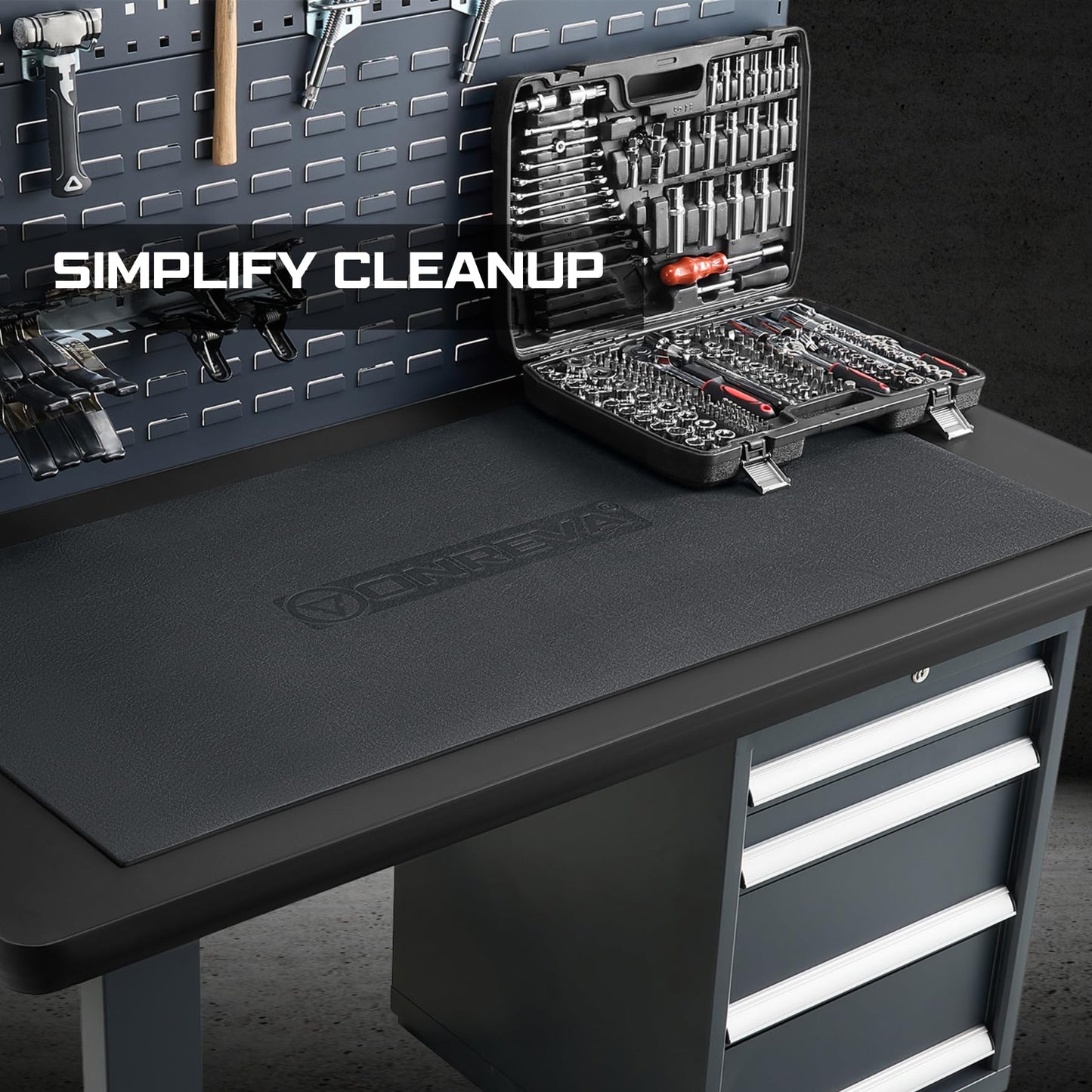 ONREVA Workbench Mat 24X48 Inches, EVA Work Mat, Protect Your Work Bench Top, Heavy Duty Pad for Tool Box Top, Table, Tool Station, Rolling Cabinet Cart Cover Liner Matt, 48"X24" 5mm Thick