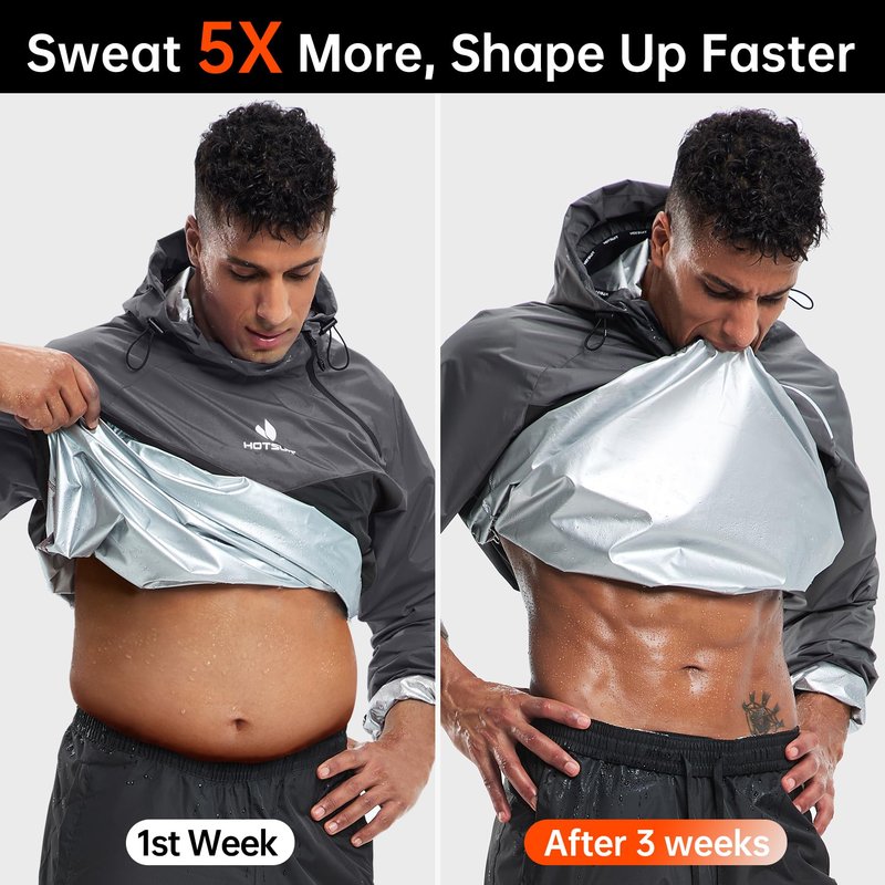 HOTSUIT Sauna Suit Men Weight Loss Gym Exercise Sweat Suits Workout Jacket, Gray, XL