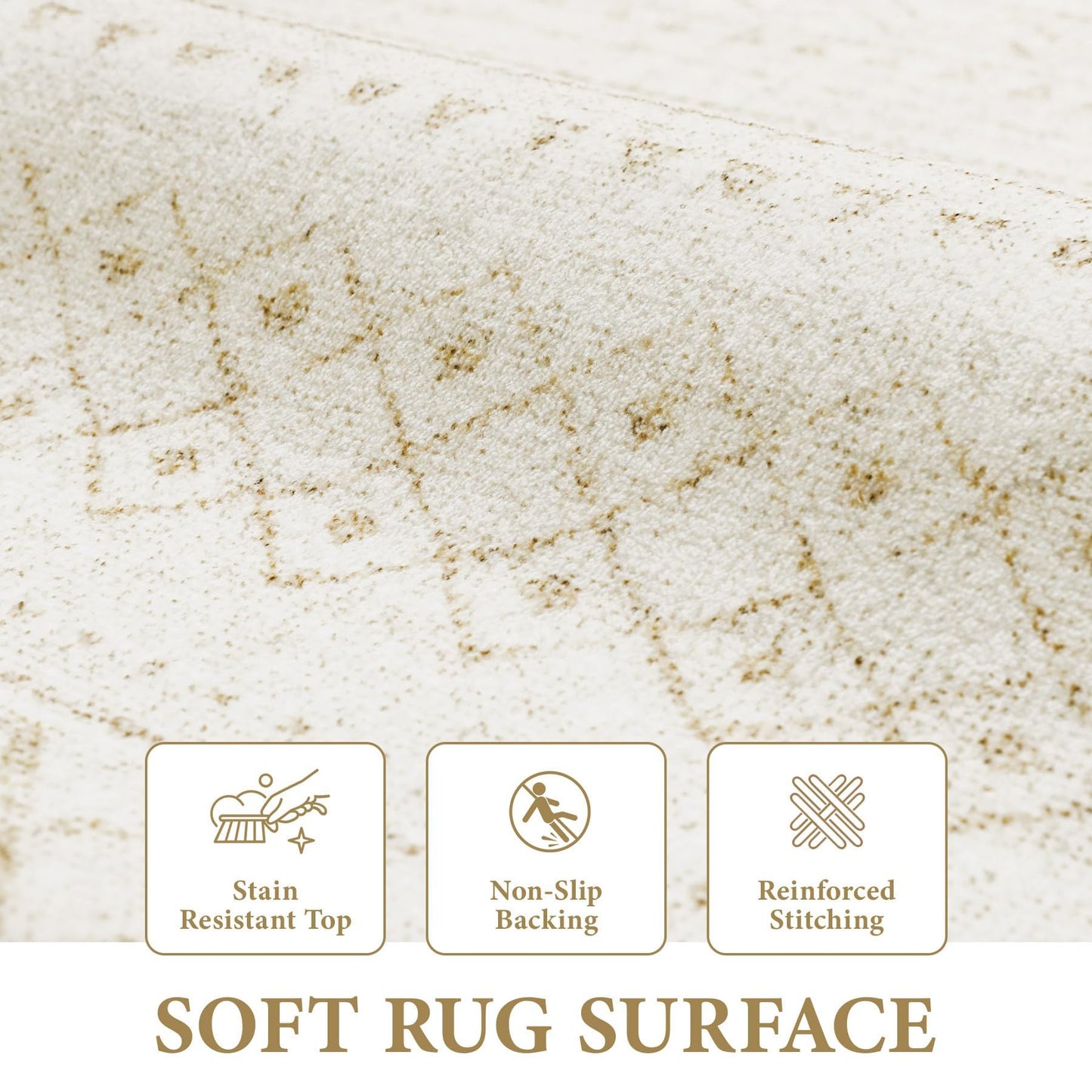 Area Rug Living Room Rugs 8x10 - Large Soft Boho Geometric Rug, Non-Slip Foldable Washable Rugs Non Shedding Morden Indoor Floor Carpet for Living Bedroom Office Dining Room (Beige,8' x 10')