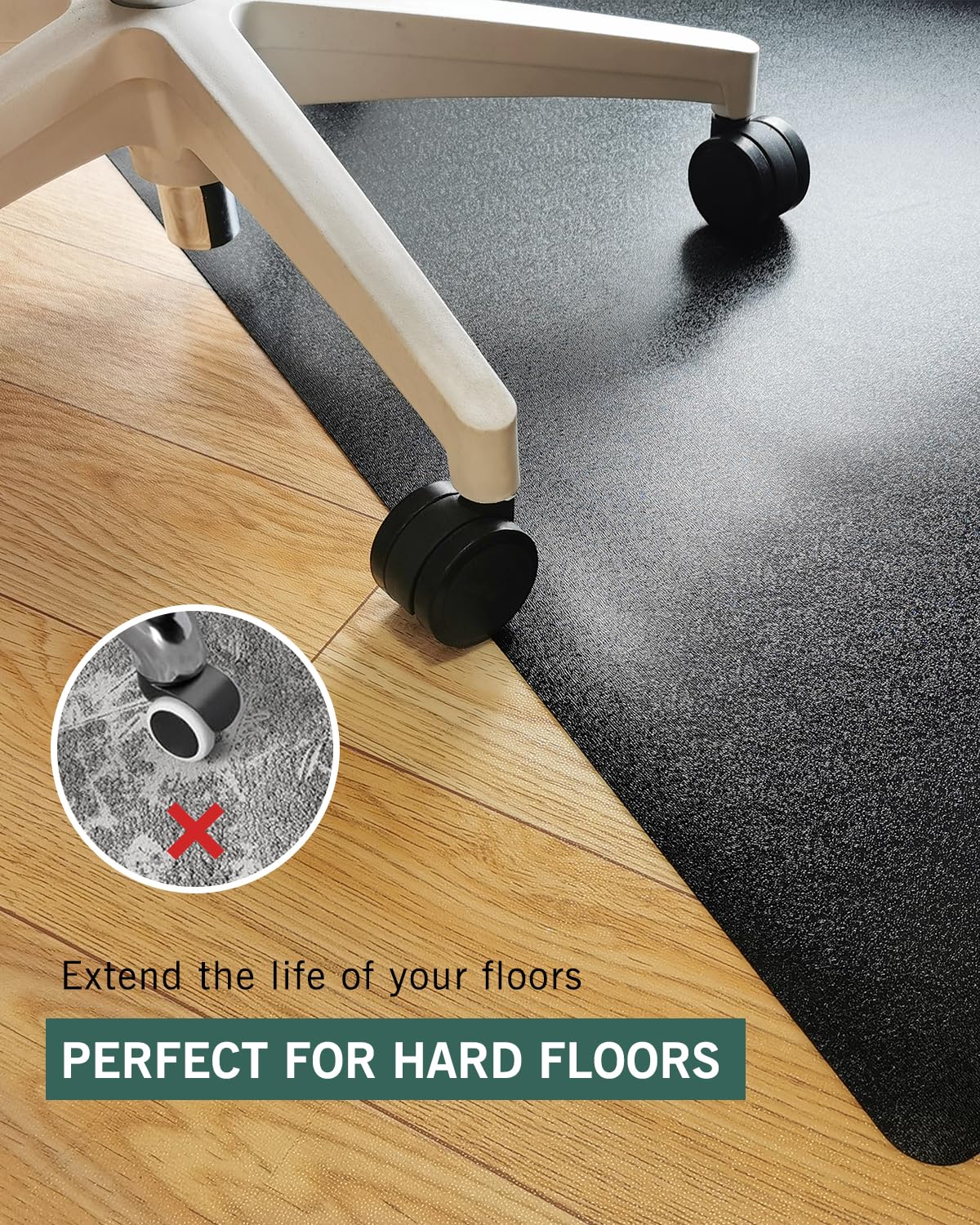 Office Chair Mat for Hard Floors, 48"x60" Anti-Slip Waterproof Floor Protector Desk Chair Mat for Rolling Chairs, Heavy Duty Non-Toxic Computer Area Mat, Easy Glide Floor Mat for Work, Gaming