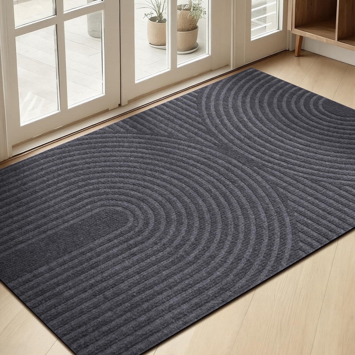 PLEASOR Front Door Mat Outside Entrance, Absorbent and Dirt Resistant Welcome Mat Indoor Outdoor, Non-Slip Backing Entry Mat, Easy Clean Low Profile Doormat for Entryway, 47x32, Grey