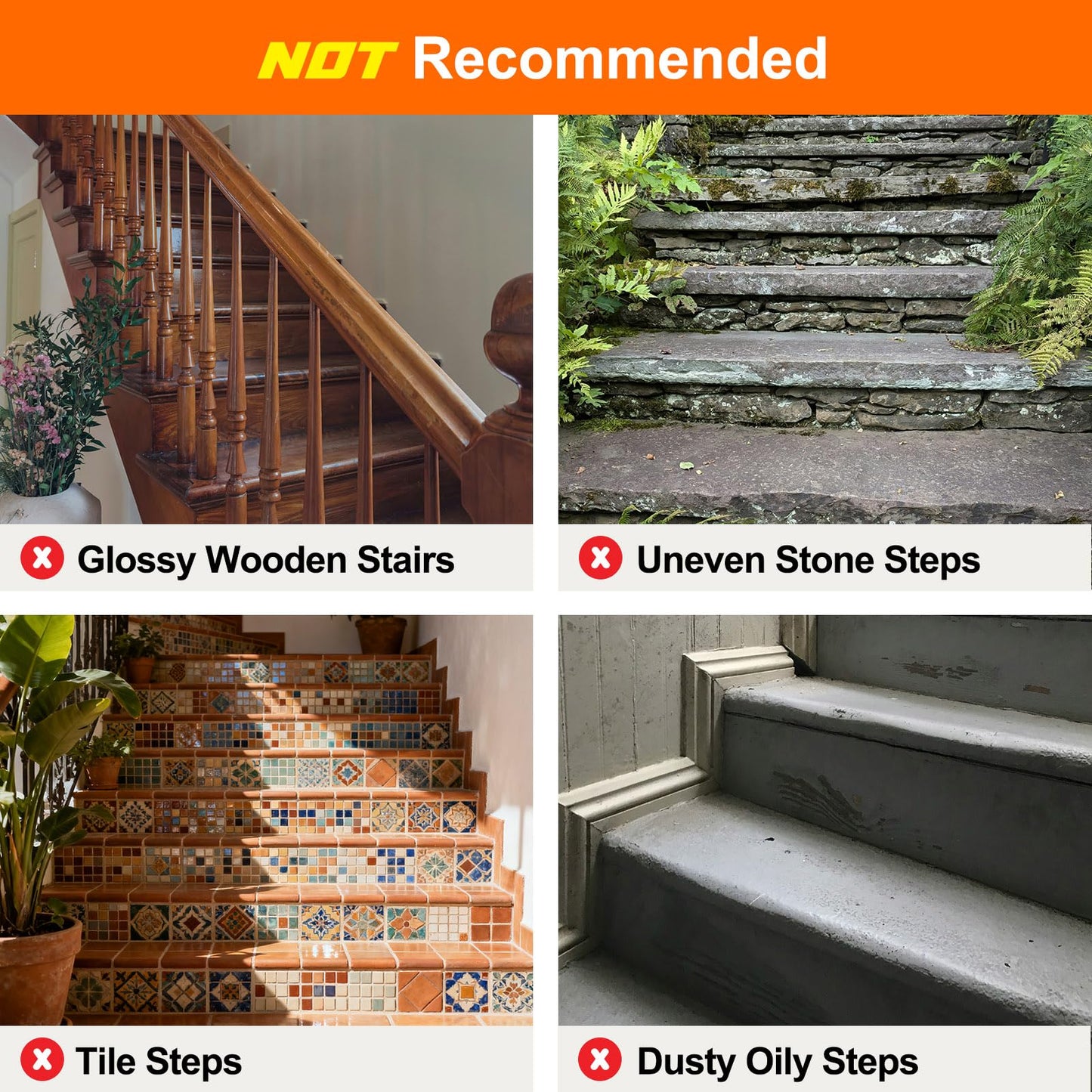 Spurtar Non Slip Staircase Step Treads, 6"x24" 15 Pack Anti Slip Tape for Stairs Indoor, Transparent Grip Tape for Stairs, Clear Skid Guard Safety Stair Runners for Wooden Steps